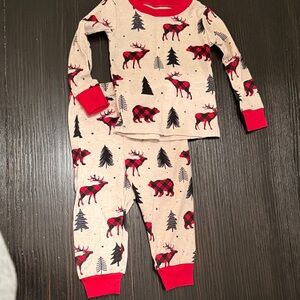 NWT 3-6month Kids Pajamas with Red and Black Moose Print